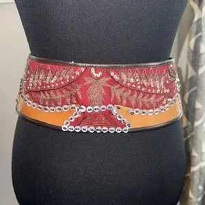Peruvian Connection Embroidered Brown Waist Belt Peruvian Connection Embroidered Brown Waist Belt main image 4